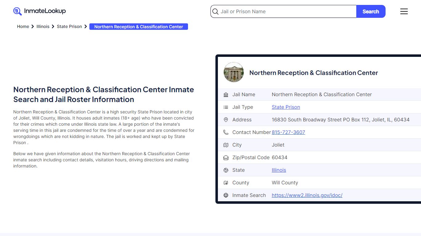 Northern Reception & Classification Center Inmate Search, Jail Roster ...