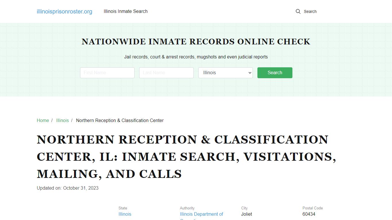 Northern Reception & Classification Center, IL: Inmate Search ...